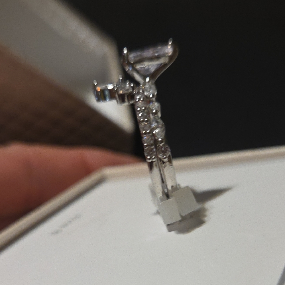 Dillard's Silver Pear-Cut CZ Halo Ring in Silver - Size 8 - Picture 6 of 9